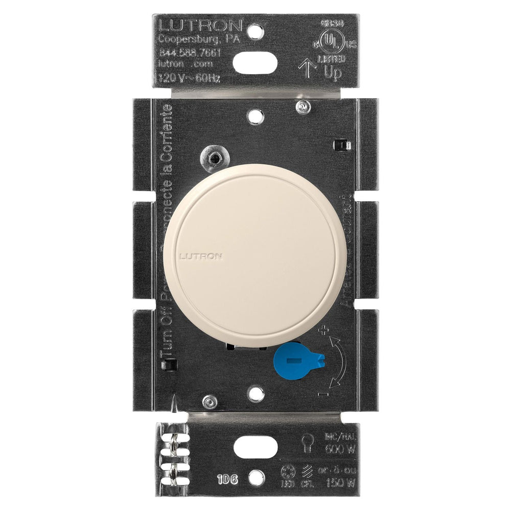 Lutron Dalia LED+ Rotary Dimmer Switch, with Soft Glow Locator Light, No Neutral Required, 150W LED, Single-Pole/3-Way, RCL-153PNLH-LA, Light Almond