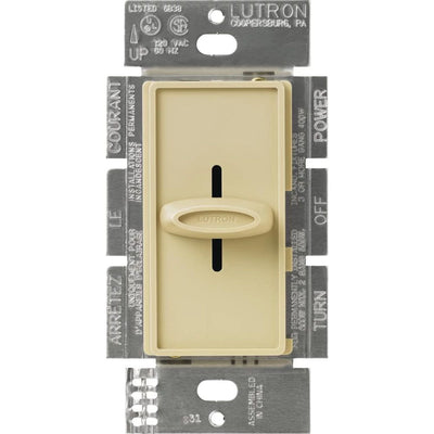 Lutron Skylark Slide-To-Off Dimmer, 1000W, Incandescent/Halogen Only, Single-Pole, 120V, S-1000-IV, Ivory