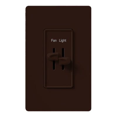 Lutron Skylark Dual Dimmer Switch and 3-Speed Fan Control, 300W Incandescent/Halogen and 1.5A Fan, No Neutral Required, S2-LFSQ-BR, Brown
