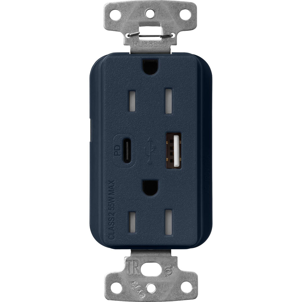 Lutron Claro 15A Tamper-Resistant USB Type A and C Duplex Receptacle, Decorator Style outlet, Satin Finish, SCR-15-ACTR-DE, Deep Sea