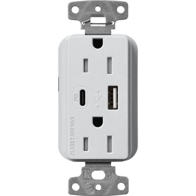 Lutron Claro 15A Tamper-Resistant USB Type A and C Duplex Receptacle, Decorator Style outlet, Satin Finish, SCR-15-ACTR-MI, Mist