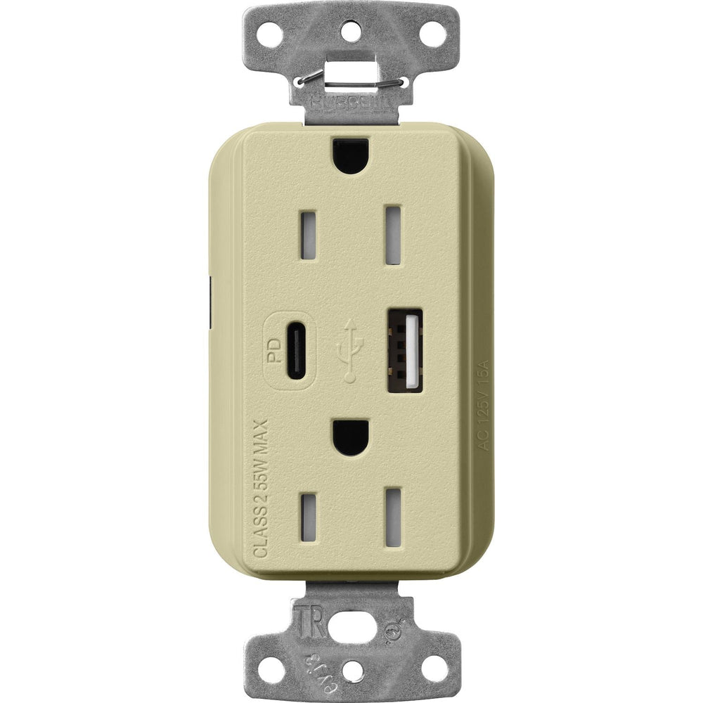 Lutron Claro 15A Tamper-Resistant USB Type A and C Duplex Receptacle, Decorator Style outlet, Satin Finish, SCR-15-ACTR-SA, Sage