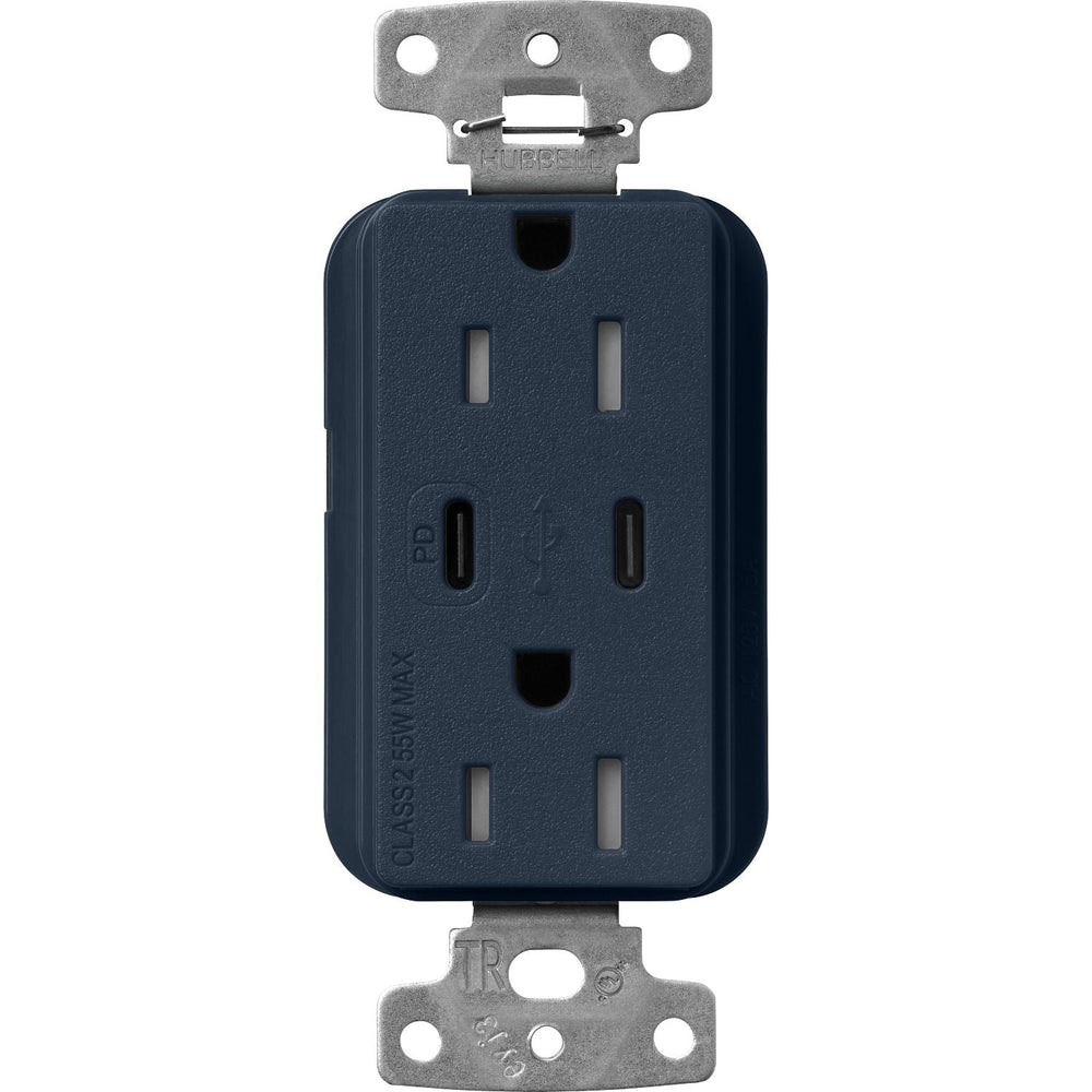 Lutron Claro 15A Tamper-Resistant USB Type A and C Duplex Receptacle, Decorator Style outlet, Satin Finish, SCR-15-CCTR-DE, Deep Sea