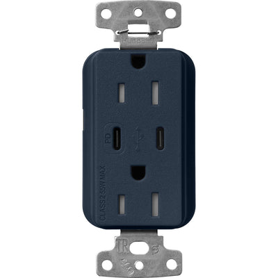 Lutron Claro 15A Tamper-Resistant USB Type A and C Duplex Receptacle, Decorator Style outlet, Satin Finish, SCR-15-CCTR-DE, Deep Sea