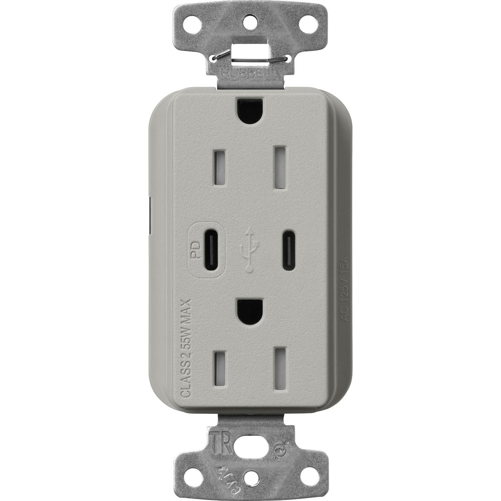 Lutron Claro 15A Tamper-Resistant USB Type A and C Duplex Receptacle, Decorator Style outlet, Satin Finish, SCR-15-CCTR-PB, Pumice