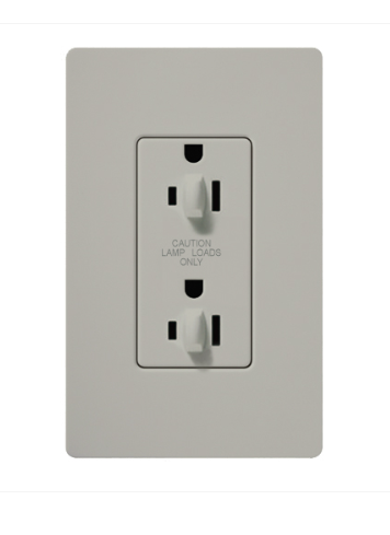 Lutron Claro 15A Dual Dimming, Tamper Resistant Duplex Receptacle, Decorator-Style Outlet, Satin Finish, SCR-15-DDTR-PD, Palladium