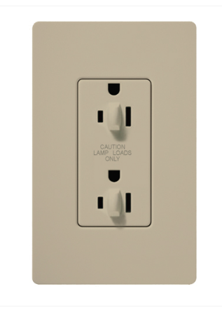 Lutron Claro 15A Dual Dimming, Tamper Resistant Duplex Receptacle, Decorator-Style Outlet, Satin Finish, SCR-15-DDTR-TP, Taupe