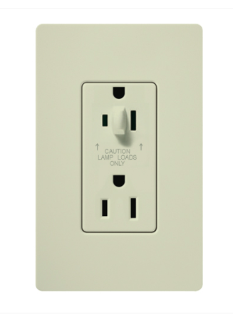 Lutron Claro 15A Half Dimming, Tamper Resistant Duplex Receptacle, Decorator-Style Outlet, Satin Finish, SCR-15-HDTR-BI, Biscuit
