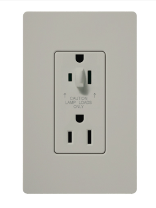 Lutron Claro 15A Half Dimming, Tamper Resistant Duplex Receptacle, Decorator-Style Outlet, Satin Finish, SCR-15-HDTR-PD, Palladium