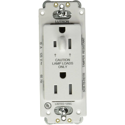 Lutron Claro 15A Half Dimming, Tamper Resistant Duplex Receptacle, Decorator-Style Outlet, Satin Finish, SCR-15-HDTR-SW, Snow White