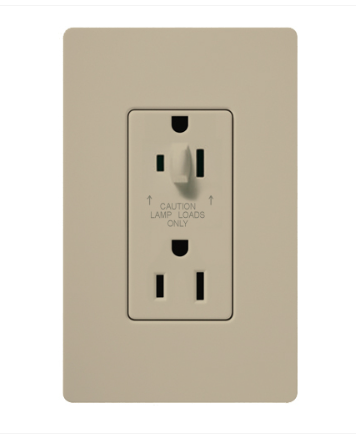 Lutron Claro 15A Half Dimming, Tamper Resistant Duplex Receptacle, Decorator-Style Outlet, Satin Finish, SCR-15-HDTR-TP, Taupe