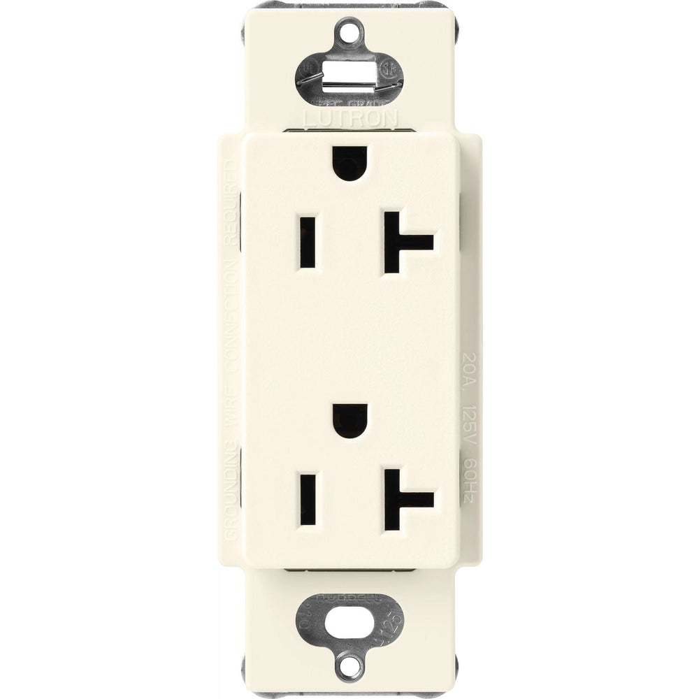 Lutron Claro 20A Duplex Receptacle, Decorator-Style Outlet, Satin Finish, SCR-20-BI, Biscuit