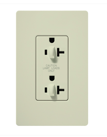 Lutron Claro 20A Dual Dimming, Tamper Resistant Duplex Receptacle, Decorator-Style Outlet, Satin Finish, SCR-20-DDTR-BI, Biscuit