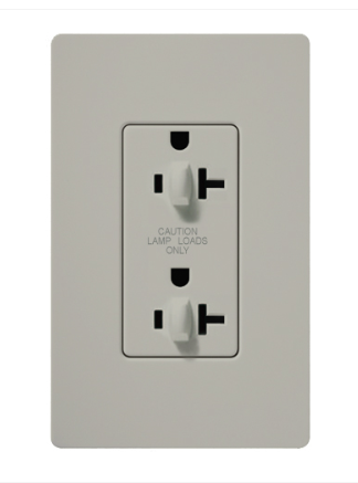 Lutron Claro 20A Dual Dimming, Tamper Resistant Duplex Receptacle, Decorator-Style Outlet, Satin Finish, SCR-20-DDTR-PD, Palladium