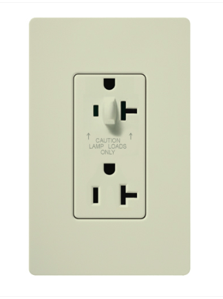 Lutron Claro 20A Half Dimming, Tamper Resistant Duplex Receptacle, Decorator-Style Outlet, Satin Finish, SCR-20-HDTR-BI, Biscuit