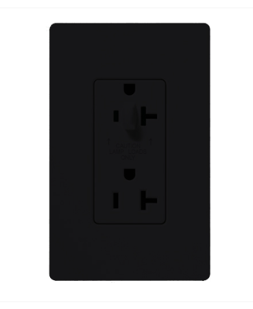 Lutron Claro 20A Half Dimming, Tamper Resistant Duplex Receptacle, Decorator-Style Outlet, Satin Finish, SCR-20-HDTR-MN, Midnight