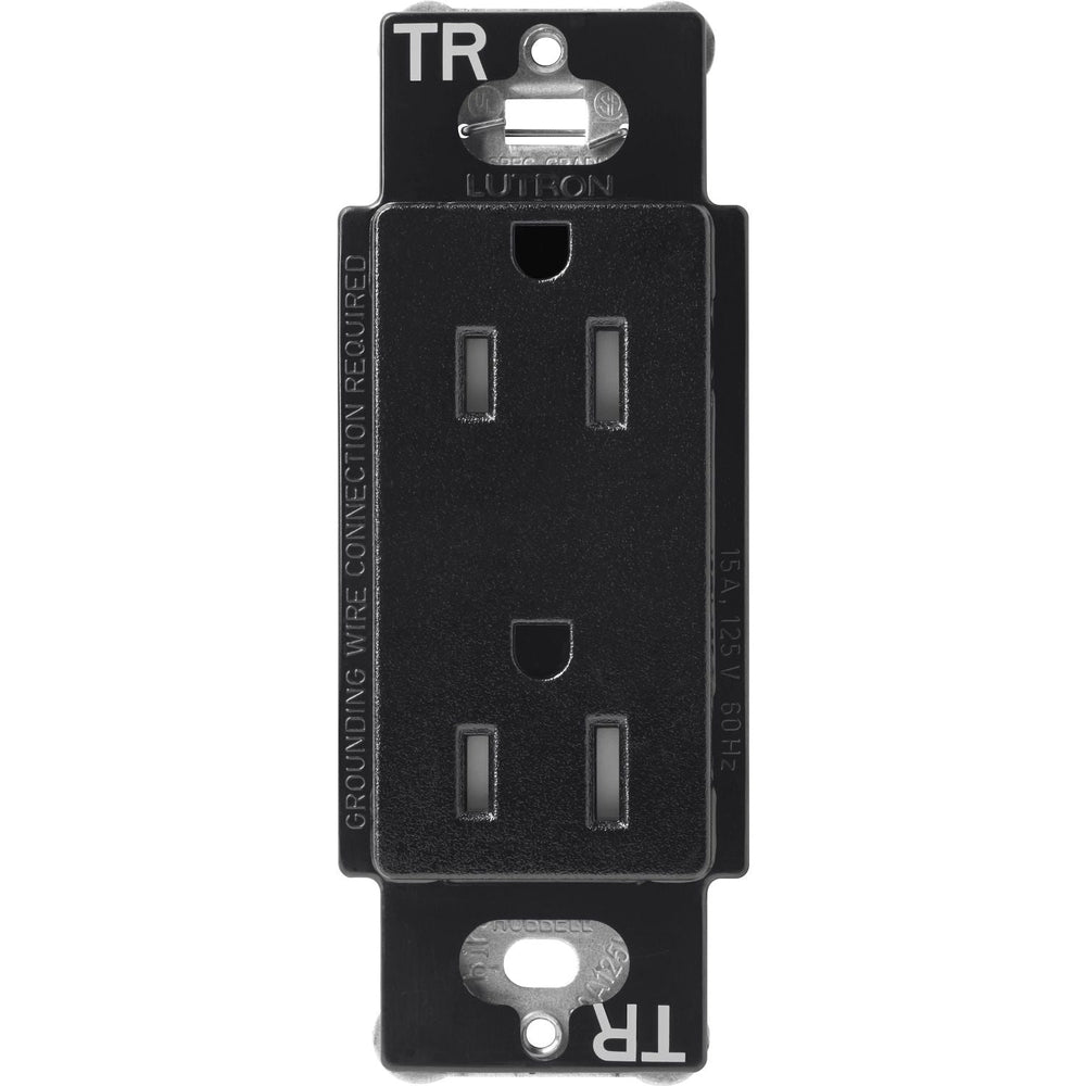 Lutron Claro 15A Tamper-Resistant Duplex Receptacle, Decorator-Style Outlet, Satin Finish, SCRS-15-TR-MN, Midnight