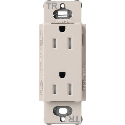Lutron Claro 15A Tamper-Resistant Duplex Receptacle, Decorator-Style Outlet, Satin Finish, SCRS-15-TR-TP, Taupe