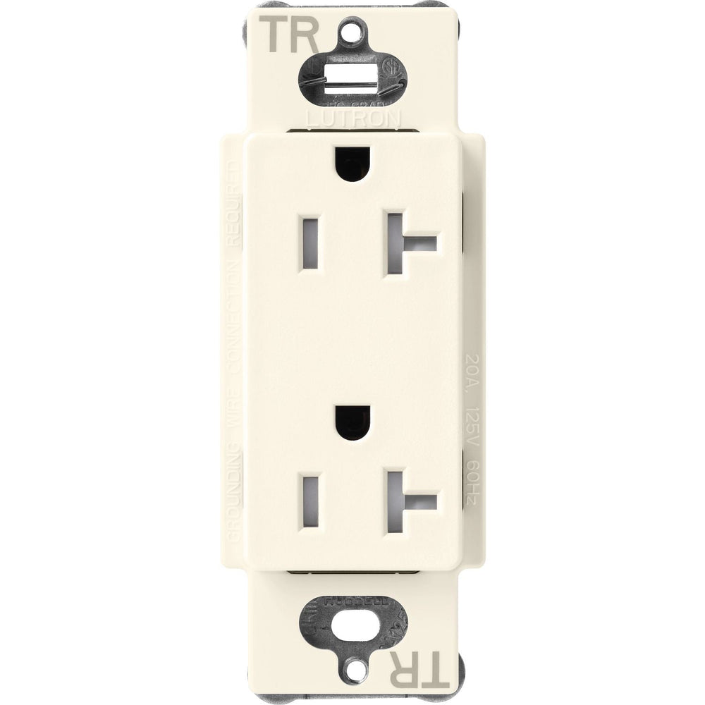 Lutron Claro 20A Tamper-Resistant Duplex Receptacle, Decorator-Style Outlet, Satin Finish, SCRS-20-TR-BI, Biscuit