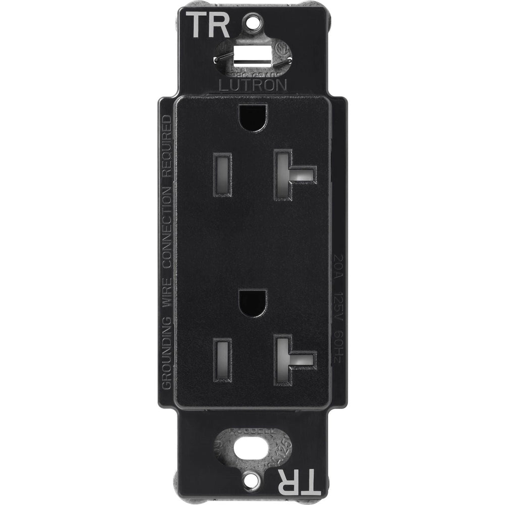 Lutron Claro 20A Tamper-Resistant Duplex Receptacle, Decorator-Style Outlet, Satin Finish, SCRS-20-TR-MN, Midnight