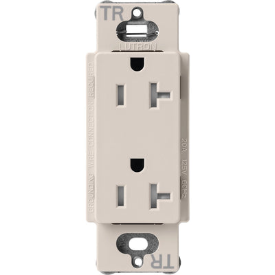 Lutron Claro 20A Tamper-Resistant Duplex Receptacle, Decorator-Style Outlet, Satin Finish, SCRS-20-TR-TP, Taupe