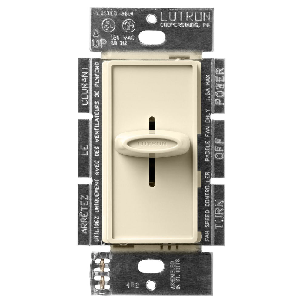 Lutron Skylark Quiet 3-Speed Fan Control, No Neutral Required, 1.5A 3-Speed Ceiling Fan, 120V, Single Pole/3-Way, SFSQ-F-AL, Almond