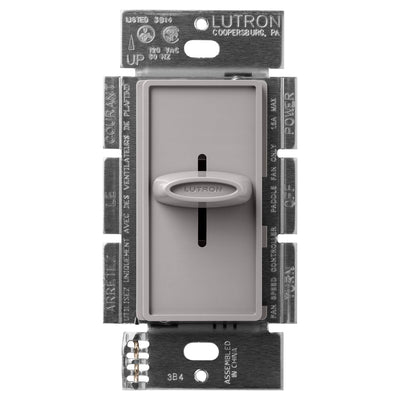Lutron Skylark Quiet 3-Speed Fan Control, No Neutral Required, 1.5A 3-Speed Ceiling Fan, 120V, Single Pole/3-Way, SFSQ-F-GR, Gray
