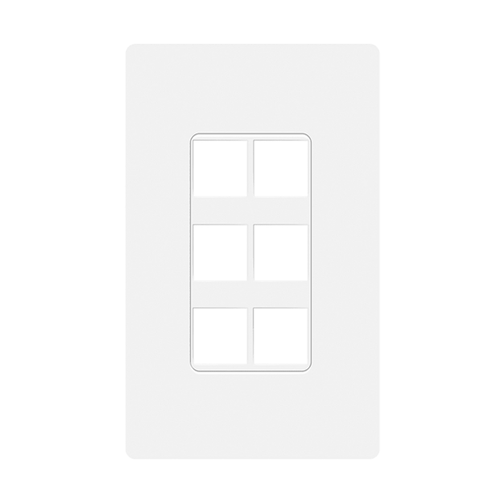Screwless Keystone Wall Plate, 6 Port