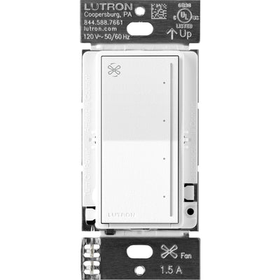 Lutron Sunnata Touch Fan Control, 4-Speed, 1.5A Paddle Fan, AC Motor, Single Pole, Neutral Required, 120V, ST-FSQN-BW, Brilliant White