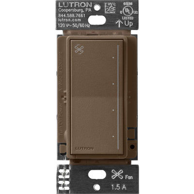Lutron Sunnata Touch Fan Control, 4-Speed, 1.5A Paddle Fan, AC Motor, Single Pole, Neutral Required, 120V, ST-FSQN-EP, Espresso