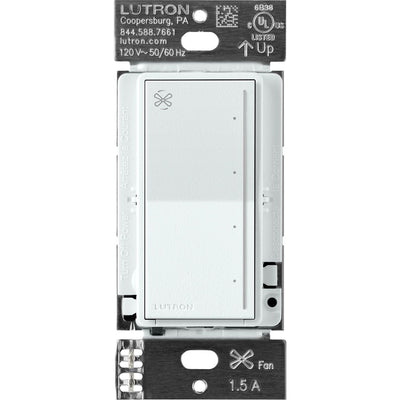 Lutron Sunnata Touch Fan Control, 4-Speed, 1.5A Paddle Fan, AC Motor, Single Pole, Neutral Required, 120V, ST-FSQN-GL, Glacier White