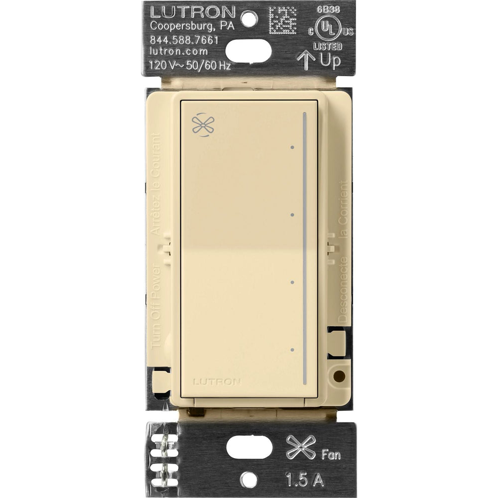 Lutron Sunnata Touch Fan Control, 4-Speed, 1.5A Paddle Fan, AC Motor, Single Pole, Neutral Required, 120V, ST-FSQN-IV, Ivory