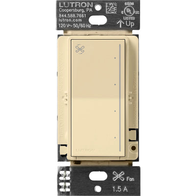 Lutron Sunnata Touch Fan Control, 4-Speed, 1.5A Paddle Fan, AC Motor, Single Pole, Neutral Required, 120V, ST-FSQN-IV, Ivory