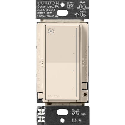 Lutron Sunnata Touch Fan Control, 4-Speed, 1.5A Paddle Fan, AC Motor, Single Pole, Neutral Required, 120V, ST-FSQN-LA, Light Almond