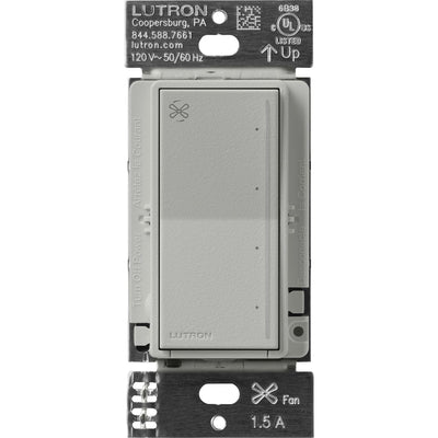 Lutron Sunnata Touch Fan Control, 4-Speed, 1.5A Paddle Fan, AC Motor, Single Pole, Neutral Required, 120V, ST-FSQN-PB, Pebble