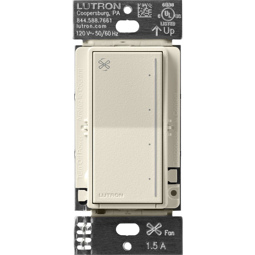 Lutron Sunnata Touch Fan Control, 4-Speed, 1.5A Paddle Fan, AC Motor, Single Pole, Neutral Required, 120V, ST-FSQN-PM, Pumice