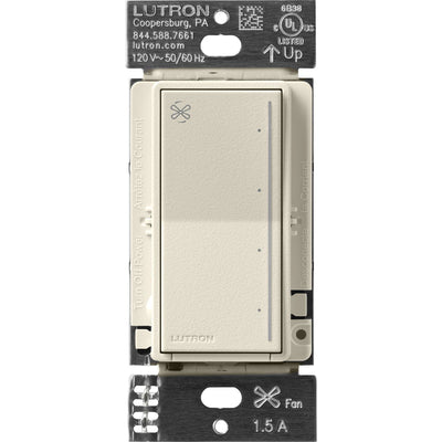 Lutron Sunnata Touch Fan Control, 4-Speed, 1.5A Paddle Fan, AC Motor, Single Pole, Neutral Required, 120V, ST-FSQN-PM, Pumice