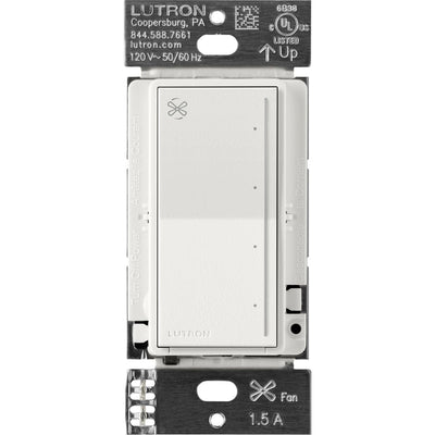 Lutron Sunnata Touch Fan Control, 4-Speed, 1.5A Paddle Fan, AC Motor, Single Pole, Neutral Required, 120V, ST-FSQN-RW, Architectural White