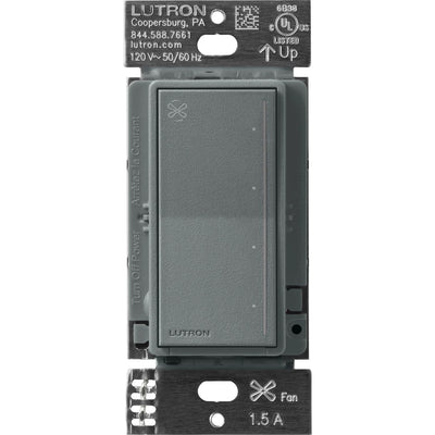 Lutron Sunnata Touch Fan Control, 4-Speed, 1.5A Paddle Fan, AC Motor, Single Pole, Neutral Required, 120V, ST-FSQN-SL, Slate