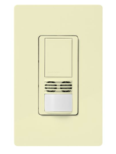 Lutron Maestro Dual-Tech Motion Sensor Switch, Vacancy Only, TAA Compliant, 6A, 120-277V, Single Pole/3-Way, Neutral Req'd, WMS-B102-V-AL, Almond