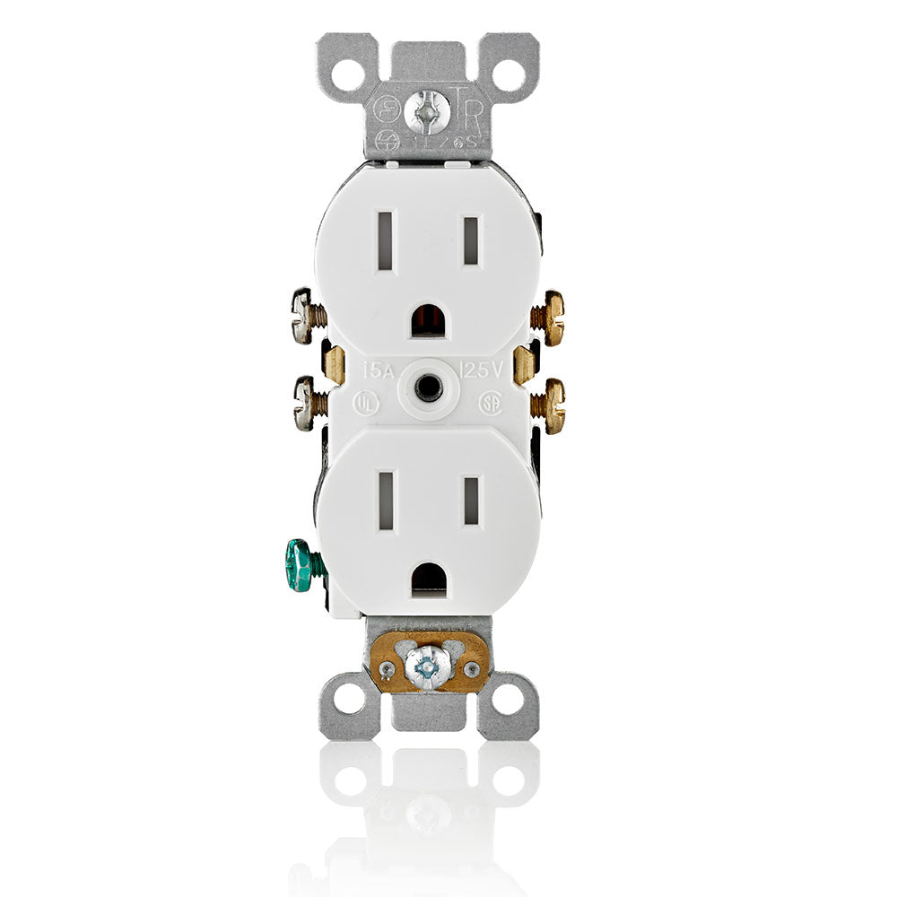 Leviton T5320-SW 15 Amp, 125 Volt, NEMA: 5-15R, Pole: 2, 3-Wire, Tamper-Resistant, Duplex Receptacle, Straight Blade