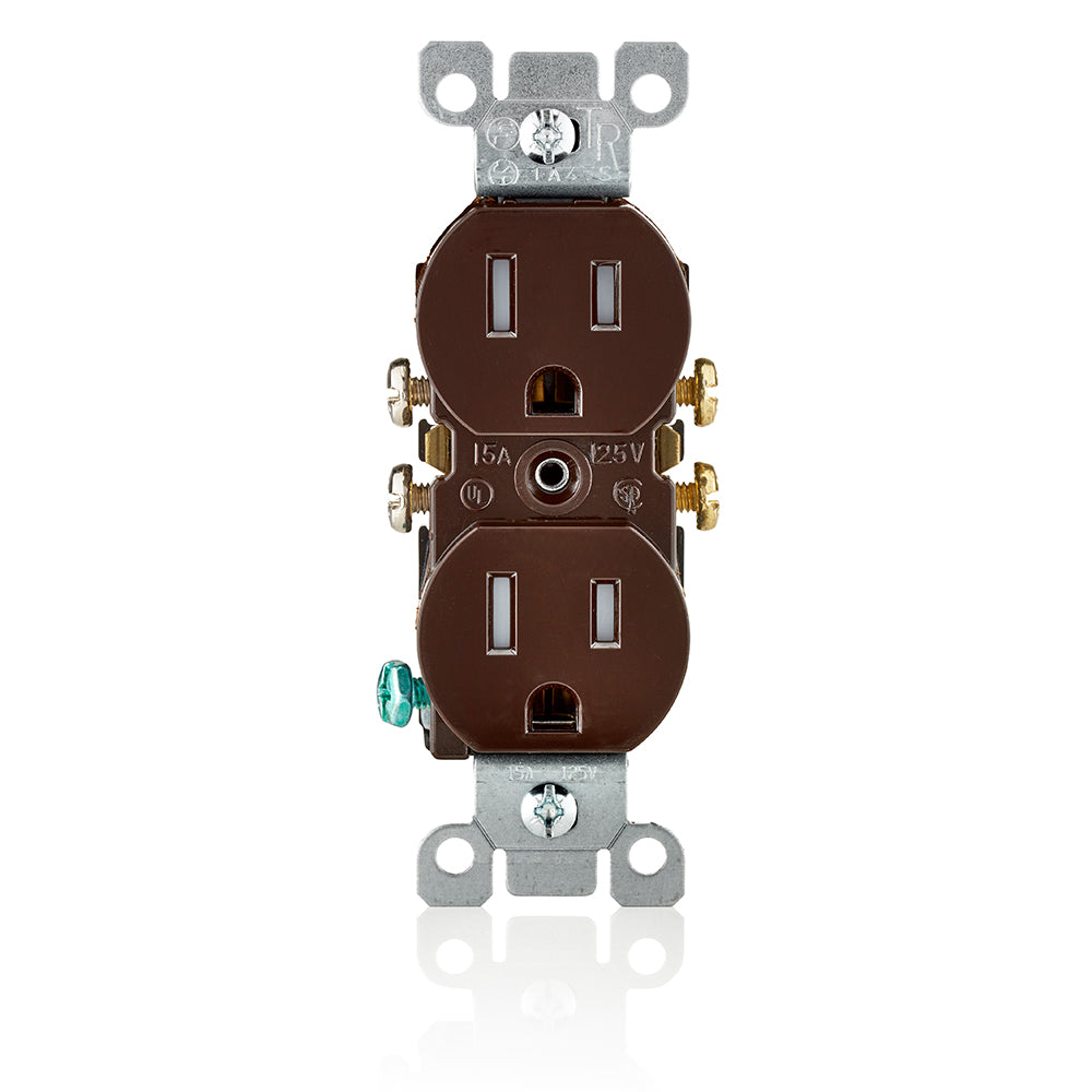 Leviton T5320 15 Amp, 125 Volt, NEMA: 5-15R, Pole: 2, 3-Wire, Tamper-Resistant, Duplex Receptacle/Outlet, Straight