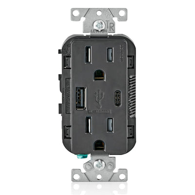 Leviton T5633-E Combination Duplex Receptacle/Outlet and USB Charger. 15 Amp, 125 Volt, Decora Tamper Resistant