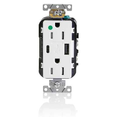 Leviton T5633-HGW 15 A 125 VAC USB Receptacle White
