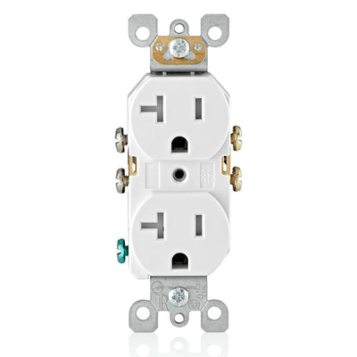 Leviton T5820-W 20 Amp, 125 Volt, NEMA: 5-20R, Pole: 2, 3-Wire, Tamper-Resistant, Duplex Receptacle/Outlet, Straight