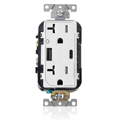 Leviton T5833-2W 20 A 125 VAC USB Receptacle White