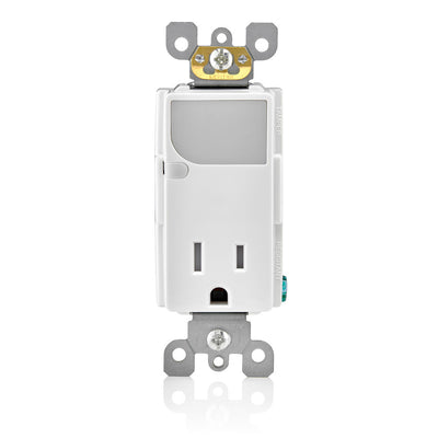 Leviton T6525-W Combination Decora Tamper-Resistant Receptacle/Outlet with LED Guide Light, 15A-125VAC