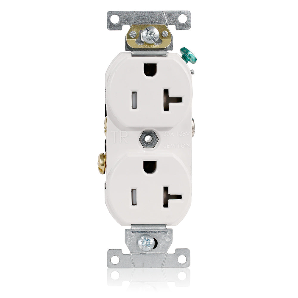 Leviton TCR20-W 20 A 125 VAC Tamper-Resistant Receptacle White