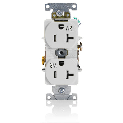 Leviton TWR20-W 20 Amp, 125 Volt, NEMA 5-20R, 2P, 3W, Duplex Receptacle, Tamper & Weather-Resistant, Straight Blade