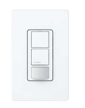Lutron Maestro Dual Circuit Sensor Switch, BAA Compliant, 6A Light/4.4A Fan, 120-277V, Dual Single Pole, Ground/Neutral Req'd, UMS-OPS6-DDV-WH, White